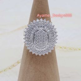 Paston Custom Diamond Iced Out 1x1.5mm Round Brilliant Cut Jewelry 925 Silver Gold Luxury Moissanite Halo Engagement Women Ring Melee