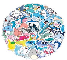 50pcs Whole Cartoon Stickers Cute Lovely Shark Sticker Skateboard Suitcase Guitar Children Graffiti Sticker Kids Toys6311105