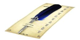 1 set Creative Feather Pen Calligraphy Pen Retro Dip Set Stationery 10 Colors Wedding Gifts3549128