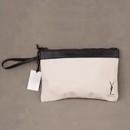 Classic Designer Wallet Gift YSLLLLLS Beige Canvas Leather Patchwork Makeup Bag Storage Bag Portable Change Handbag