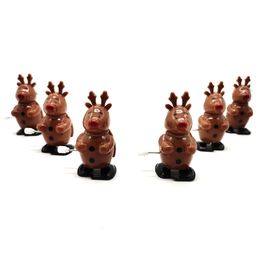 Set of 6 Christmas Wind Up Toys Racing Reindeer Clockwise Walking Toy for Kids Stocking Stuffers Party Favours Pocket Money Toy 240307