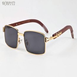Fashion Sports Sunglasses Bamboo Wooden Sunglasses For Mens Gold Metal Frame Wood Sun glasses Women Buffalo Horn Glasses Lunettes 228T