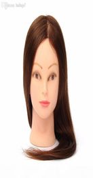 WholeProfessional Hairdressing Dolls Head Female Mannequin Styling Training Head 100 Human Real Hair High Quality 24 Inch2201340