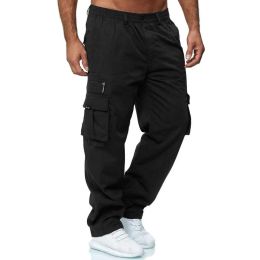 Men Cargo Pants Summer Work Trousers Stretch Waist Loose Multi Pocket Casual Trousers Pants Sports Outdoor