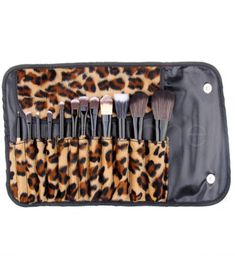 12pcs per Set Women Pro Makeup Brush Set Cosmetic Tool Leopard Bag Beauty Brushes Kit RRA38963953710