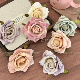 Misty Rose Blossom Hair Clip Vacation Photo with Broken Hair Clip on the Side of the bangs Headwear Hair Accessories for Women