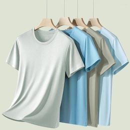 Men's T Shirts 60 Modal Spring/Summer Underlay Solid Color Round Neck Outgoing Short Sleeve T-shirt Quick Hair