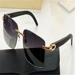 Fashion design sunglasses 8200760 frameless square lens wooden temples classic simple style top quality uv400 protective glasses234z