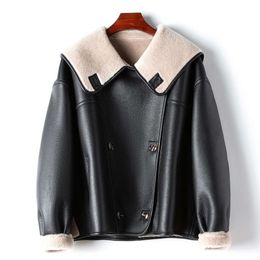 And 2024 Autumn Spring New Ecological Leather Women's Inner Wool Particle Casual Fur Coat 3855