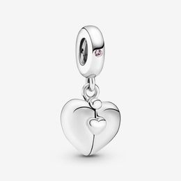 100% 925 Sterling Silver Family Heart Locket Dangle Charms Fit Original European Charm Bracelet Fashion Women Wedding Engagement J233r