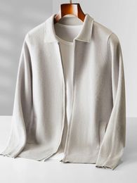 Men's Sweaters Addonee Zipper Polo Cardigan Merino Wool Sweater High Quality Smart Casual Cashmere Knitwear Spring Autumn Coat Tops