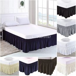 Wrap Around Bed Skirt Elastic Dust Ruffle Bed Skirts Solid Color Easy On Easy Off Wrinkle & Fade Resistant Classic Stylish 38cm Y2225z