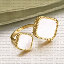 Fashion Classic Four Leaf Clover Ring Designer Jewellery Mother Of Pearl 18K Gold Plated butterfly Rings Ladies And Girls Valentine&259F