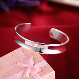 Cuff Bangle for WOMEN Lady Wedding Party Fashion Jewelry Cute Nice Gift Circular Open 14K White Gold Bracelet