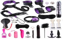 Bdsm Vibrator Bondage Set Sex Toys for Women Men Handcuffs Nipple Clamps Whip Spanking Sex Silicone Metal Anal Plug Butt Y2004226912408