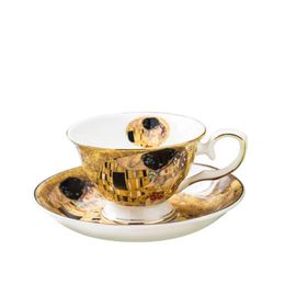 Cups & Saucers Klimt Classic Kiss Design Coffee Cup And Tea Saucer Ceramic Bone China Set294U