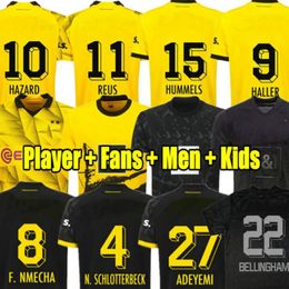 23 24 Formalar Reus Dortmunds 2023 2024 Borussia Futbol Haller Futbol Gömlek Bellingham Neongelb Hummels Brandt Erkekler Çocuk Özel Kit Tüm Siyah Maillot De Foot