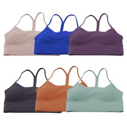 LL Yoga With Chest Pad Women Y-Shaped Sports Bra Quick Drying Breathable Underwear Gym Running Brassiere Sexy Soft Solid Colour Racerback Tank Tops