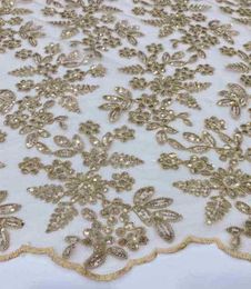 Fabric Gold Cord Tulle Sequins Lace Dresses Clothing Materials Egypt African Net Sequins Lace Fabrics J22090938876306238765