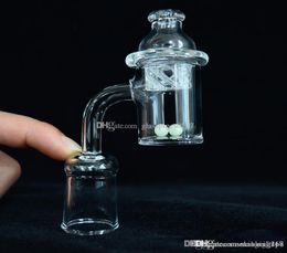 on bottom Quartz Banger with Cyclone Spinning Carb Cap and 2 Terp Pearl quartz nail 10mm 14mm 18mm for dab rig bong top q4006069