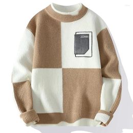 Men's Sweaters 2024 Fall Winter Handsome Patchwork Sweater Men Top Grade Fashion Mens Thick Warm Christmas Jumper