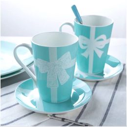 Classic Lace series blue ceramic cup Blue Drinkware mugs coffee milk cups Wedding Gifts good quality2737