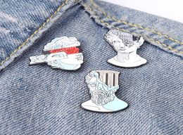 Human Head Ancient Building Sculpture Enamel Pins Custom Artistic Brooch Lapel Badge Bag Cartoon Jewelry Friends Gifts2817972