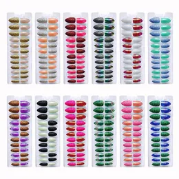 Wholesale Double Colour False Nails 24 Tips Almond Shape Fashion Nail Art Tools for Beauty Spa False Nail Stickers with Jelly Glue Sticker