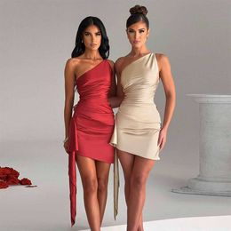 Womens Clothing Autumn Dresses And Winter Oblique Shoulder Sleeveless Slim Sexy Dress Wholesale