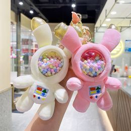 Astronauta chaveiro pingente de pelúcia bonito espaço coelho com partículas saco boneca ornamentos pequeno presente brinquedo de pelúcia acessórios