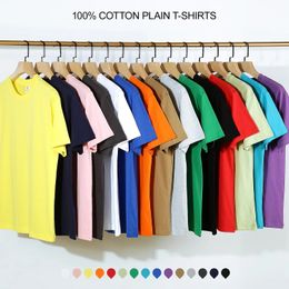 100% Cotton 210g White Black Solid T Shirt Men Causal O-neck Plain Basic T-shirt Male High Quality Women Classical Tops 240306