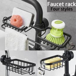 Kitchen Sink Drain Rack Sponge Storage Basket Faucet Holder Space Aluminium Soap Drainer Shelf Organiser Bathroom Accessories 240223