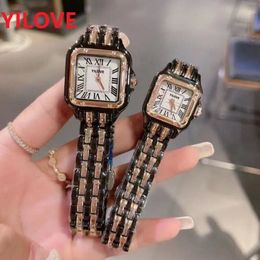 Small Womens Fashion Square Roman Watch Rose Gold Silver Black Quartz Stainless Steel Lady Watches orologi da donna di lusso235Y