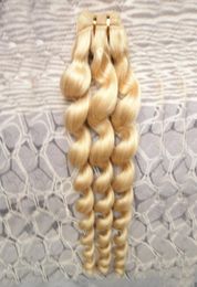 Loose wave human hair extensions Blonde Human Hair Weft 1 bundles NonRemy 100g 613 Bleach Blonde brazilian hair weave bundles dou3664825