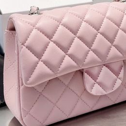 Klassische Modetasche Damen Minibag Umhängetasche Kette Echtes Lammfell Handtasche Hohe Qualität mit Schultergurt