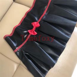 Dresses 100%latex Skirt Rubber Women Skirts Bowknot in Front Black for Party Cosplay Halloween Factory Price