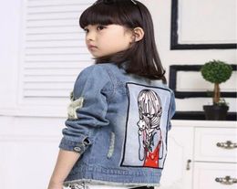 Fashion Girls Jacket Outdoor Jackets For Cool Kid Long Sleeves Turndown Collar Buttons Coats Pocket Girl Denim Outerwear Kids Clo7583524