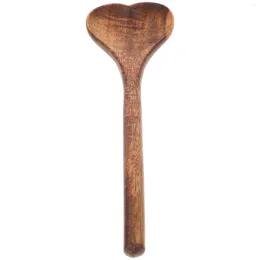 Forks Heart Shaped Spoon Mixing Wood Rice Spoons Salad Non Stick Cooking Utensils Flatware Serving Ladle Heart-shaped