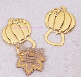 100pcs Gold Colour Metal Fall Autumn Pumpkin Bottle Opener Operners Anniversary Bridal Wedding Party Favour gift gifts9257714