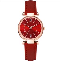McyKcy Brand Leisure Fashion Style Womens Watch Roman Number Round Dial Quartz Ladies Watches Wristwatch With Red Leather Band182E