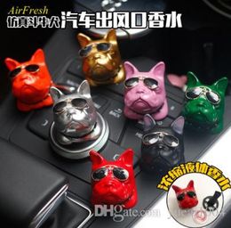 Car Ornament PVC Sunglasses French Bulldog Air Freshener Automobiles Outlet Vent Perfume Clip Cute Fragrance Smell Diffuser Gift3700703
