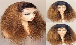 Peruvian Kinky Curly Ombre Blonde Full Laces Human Hairs Wig with Baby Hair 360 Lace Frontal Wigs for Women Natural Hairline 13x4 3705752