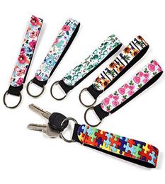 Neoprene wristlet keychain colourful printed wrist belt strip leopard lanyard key ring long diving material keychains3822507