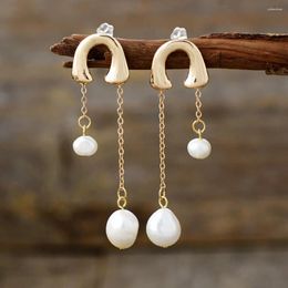 Stud Earrings Classy Women Freshwater Pearl Natural Stones Dangling Party Elegant Designer Jewelry Anniversary Gifts