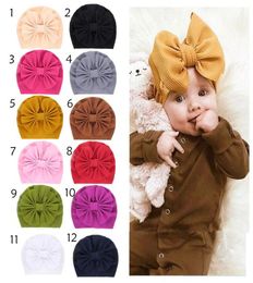 Kids Bowkot hats caps indians muslim baby beanie hats baby girls hair bows hat kids cotton bonnets infant turban hats7437439