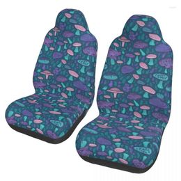 Car Seat Covers Trippy Purple Mushrooms Front Auto Cover 3D Print Magic Fit Any Truck Van RV SUV 2 Pieces