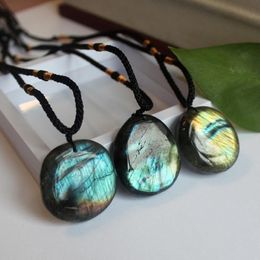 Pendant Necklaces Natural Labradorite Moonstone Necklace Charms Crystal For Women Men Energy Stone Spiritual JewelryPendant271C