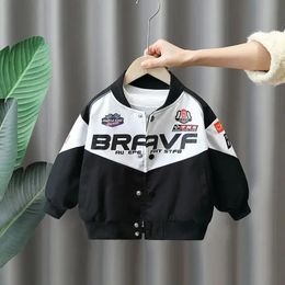 Kids Boys Jacket Spring and Autumn Fashion Baseball Suit Boys Cool and Handsome Coat Childrens Motorcycle 240304