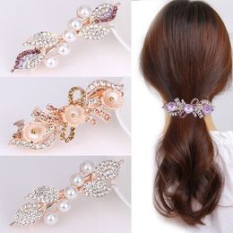 High Quality Crystal Rhinestone Hair Clips for Women Girls Flower Barrettes Clamp Hairpins Hair Styling Tools206F