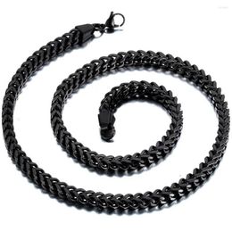 Chains 6mm Width Mens Stainless Steel Black Classic Square Cuban Curb Link Chain Men Necklace Long214o